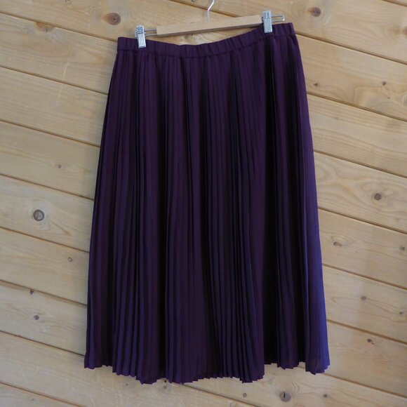 Eileen Fisher Purple Waistband Pull On Midi Long Micro Pleated Skirt NWT NEW 10 - Picture 4 of 15
